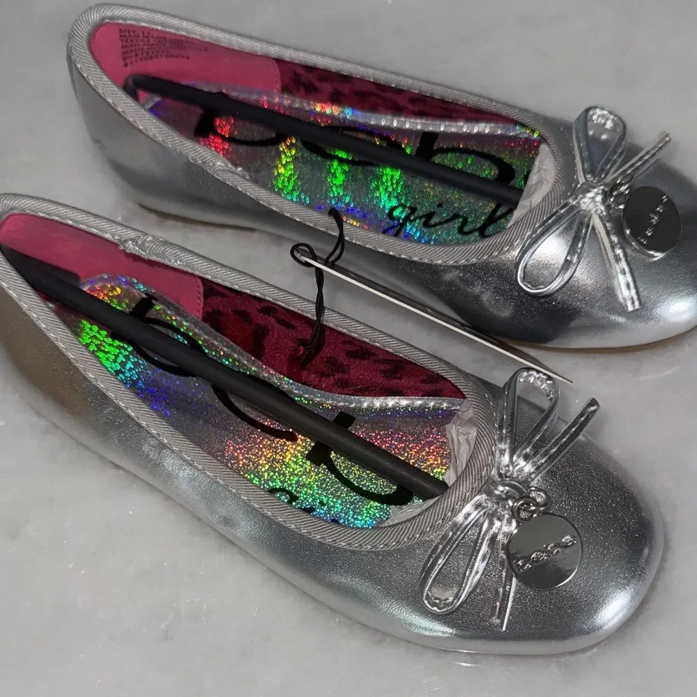 Bebe Girls Metallic Silver Dress Shoes Sz 3 NWT